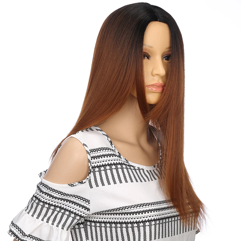 Feibin синтетический Ombre парики для женщин прямой афро парик косплей блонд серый коричневый высокая температура Feiber волос 24 дюймов