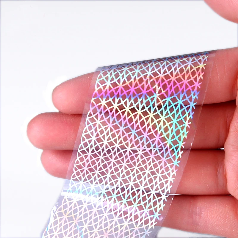 100*4CM Laser Mesh Nail Art Transfer Foils Sticker Adhesive Nail Polish