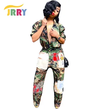 

JRRY Sexy Women Jumpsuit Long Sleeve V Neck Hollow Out Patchwork Full Length