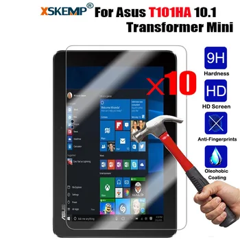 

XSKEMP 10Pcs/Lot 9H Tempered Glass Screen Protector For Asus T101HA 10.1 Transformer Mini Clear Tablet Guard Steel HD Glass Film