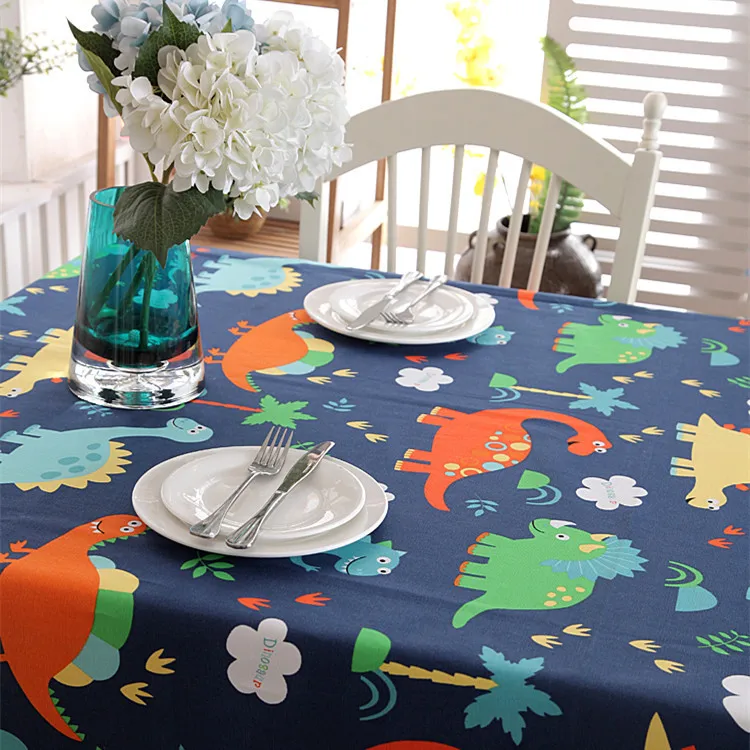  SunnyRain 1-Piece Thick Cotton Canvus Cartoon Dinosaur Table Cloth Square Tablecloth Rectangle Tabl