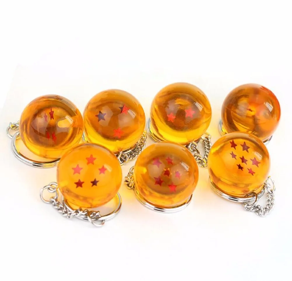 

2.7cm Anime goku Dragon Ball 1-7 Stars Keychain Dragon Ball PVC Figures Toys Pendant key ring Cartoon Collection