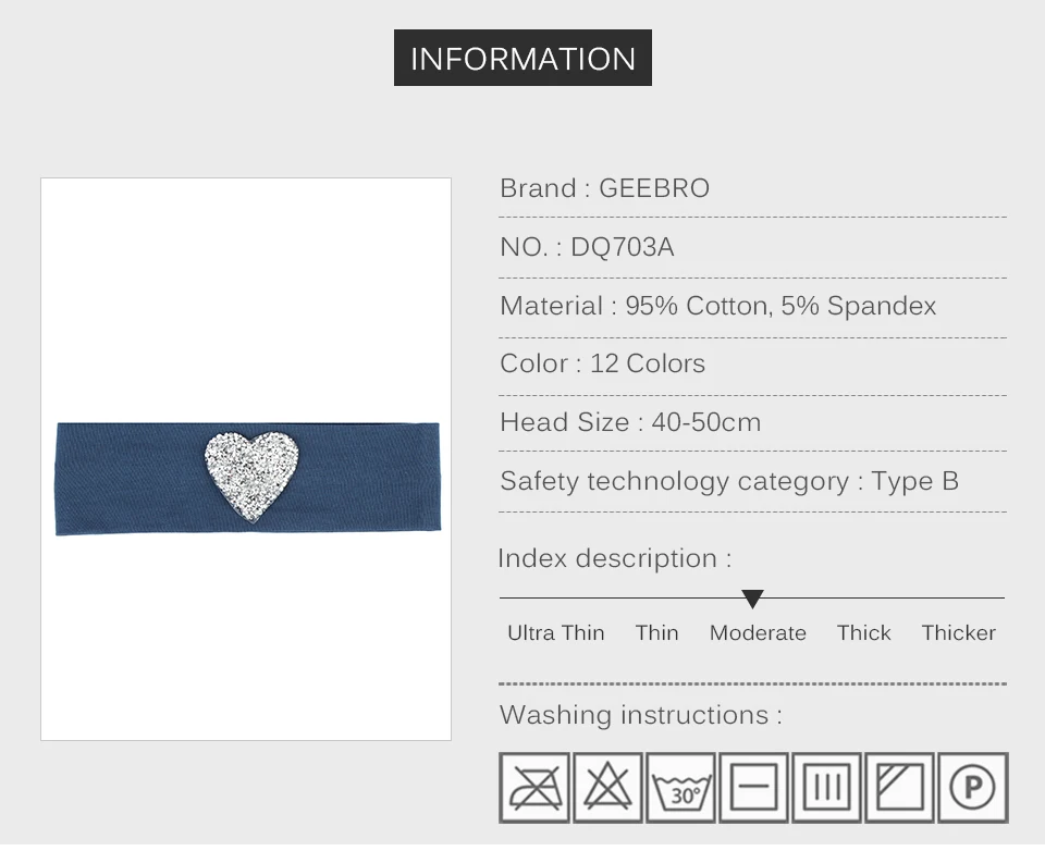 Geebro/Детская повязка на голову из хлопка, весенние милые стразы, сердце, гладкие повязки на голову для девочек, плоская головная эластичная