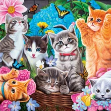 Набор игривых котят DIY живопись по номерам 24 Цвета Пигмент кисть ручная роспись креативная Цифровая живопись маслом