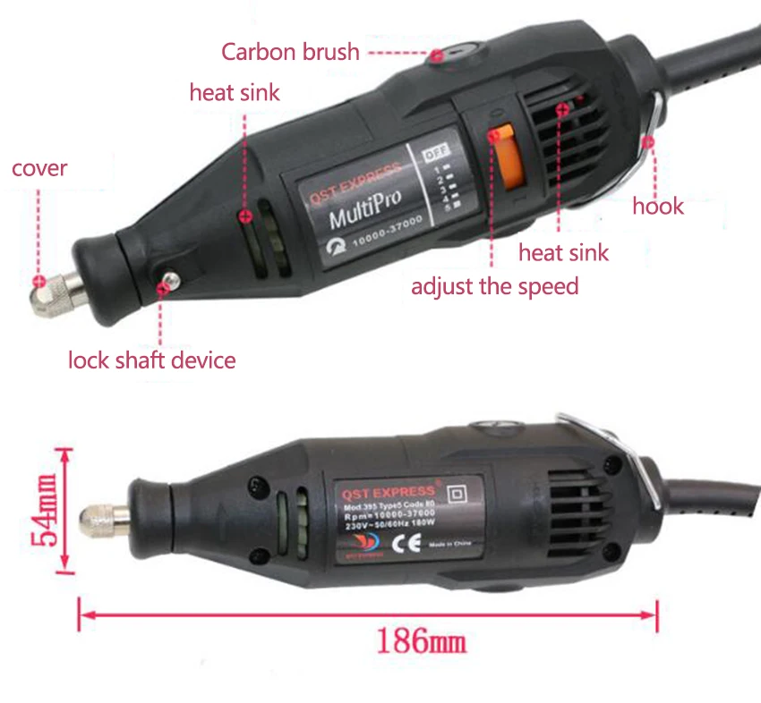 Электрический Роторный инструмент шлифовальная мини-дрель мини-мельница шлифовальный станок гравировка ручка электрическая дрель DIY дрель стиль 180 Вт