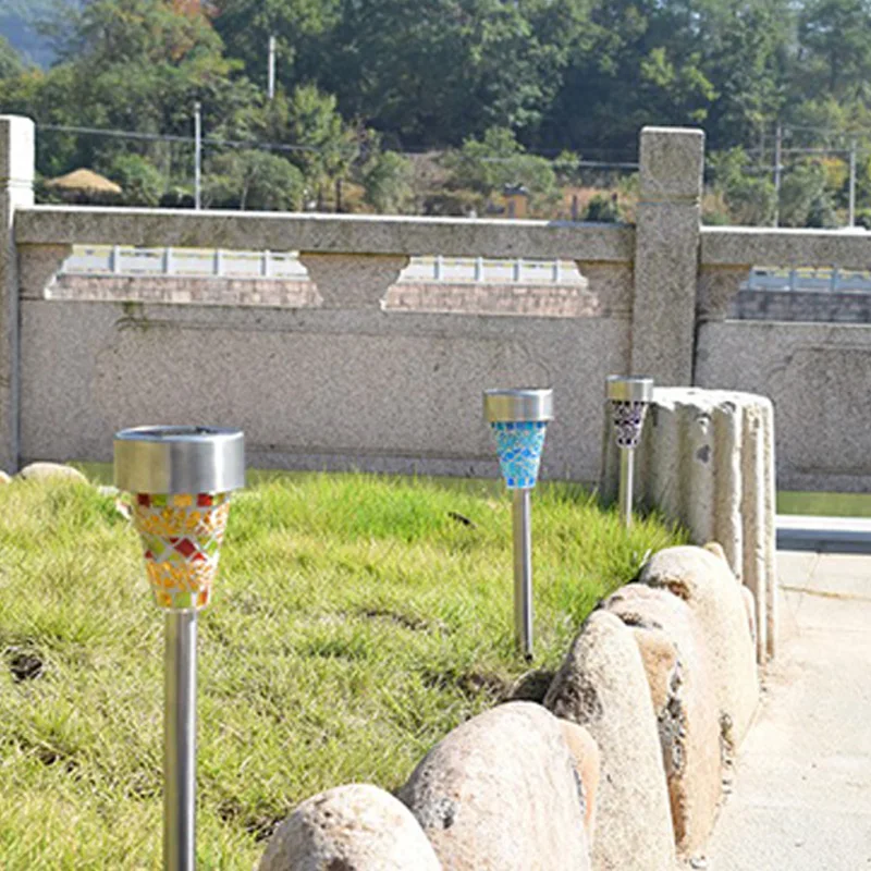 LED Solar Lamp Outdoor Mosaic LED Solar Lawn Light For Garden Decoration Outdoor Waterproof IP65 Bollard Solar Stick Lights  (15)