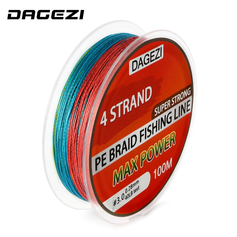 

DAGEZI With Gift 4 strand 100m 10-80LB mix color fishing lines Super Strong Japanese Multifilament 100% PE Braided Fishing Line