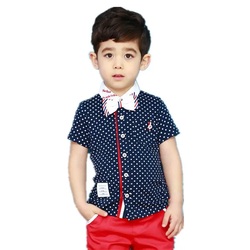 Free Ship Wholesale New Boys Summer Clothes Dot Suit 2pc Suit Baby Boys