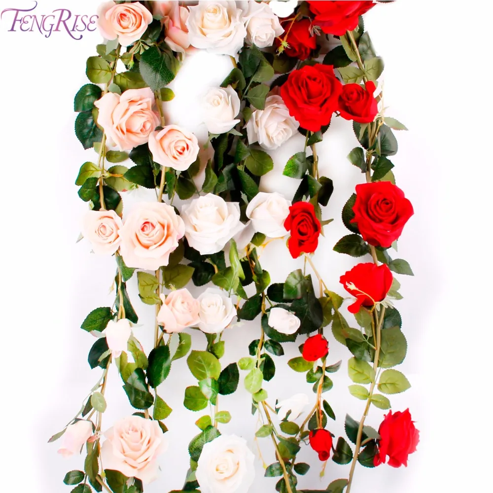 FENGRISE 180CM Silk Rose Flower Flexible Artificial Flower String for