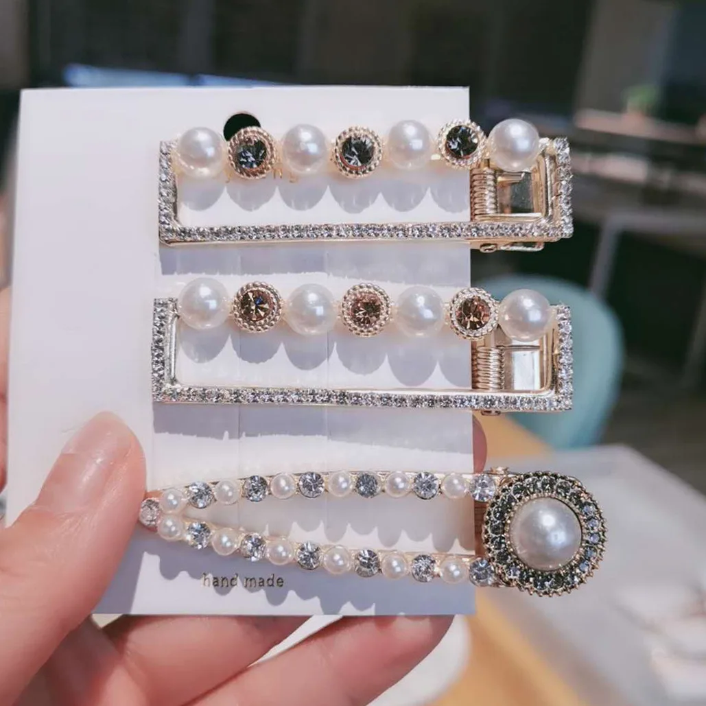 

2019 New Fashion Women Pearl Hair Clip Snap Hair Barrette Stick Hairpin Hair Styling Accessories For Women Girls Dropshipping