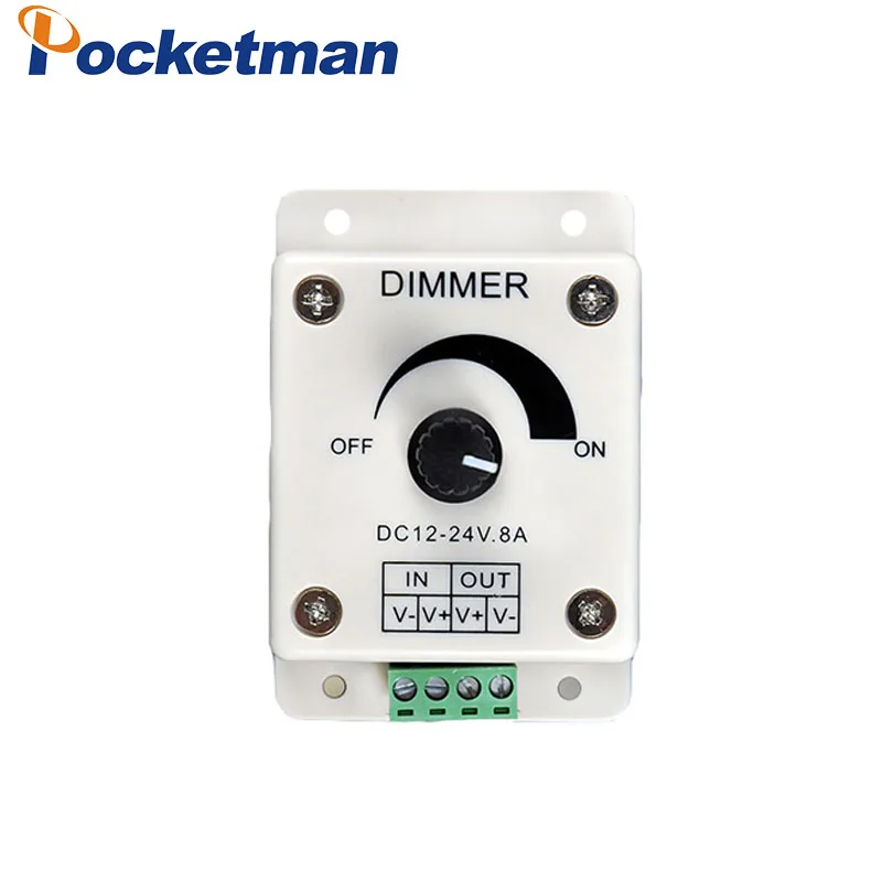 

White LED Dimmer Switch DC 12V 24V 8A Adjustable Brightness Lamp Bulb Strip Driver Single Color Light Power Supply Controller 4Z