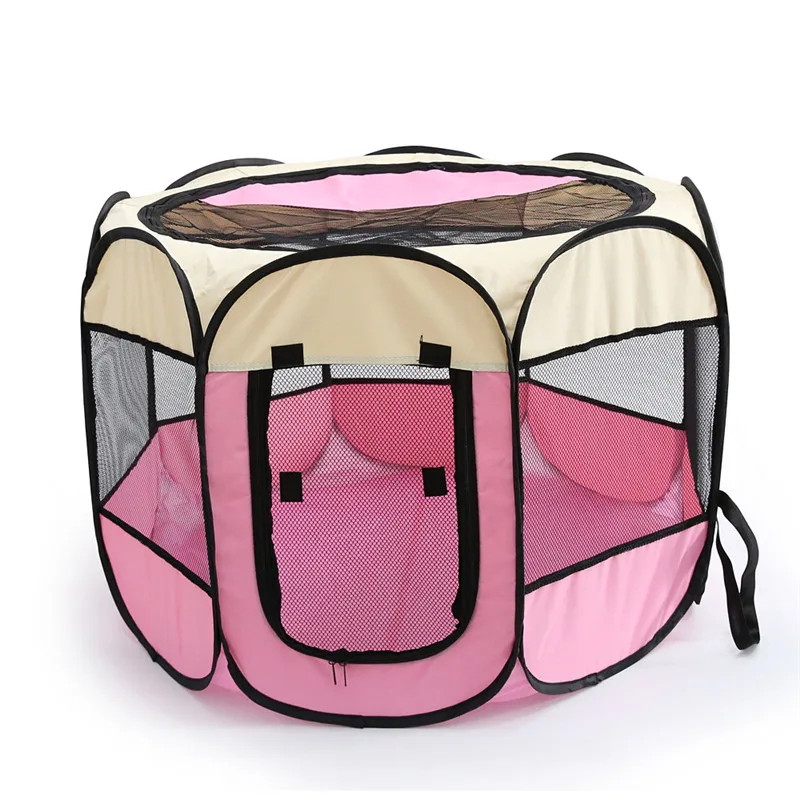 Carrier-Tent Cage Puppy-Kennel Playpen Dog Cat Fence Pink Outdoor Foldable Large-Space