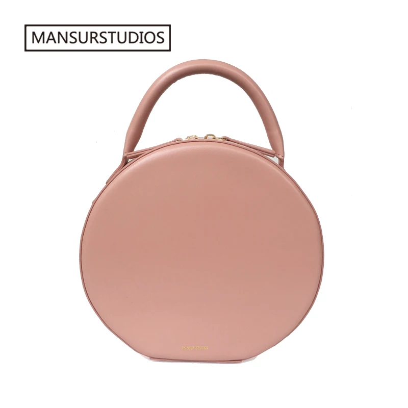 

MANSURSTUDIOS women genuine leather Circle bag ,mansur lady real leather shoulder bag,gavriel circular tote bag