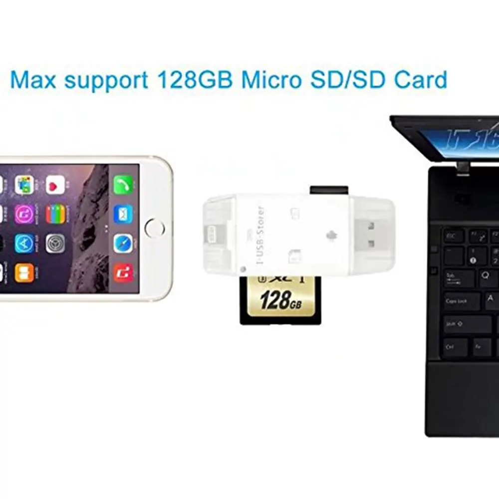 Кардридер 3 в 1 USB/Micro USB/освещение мини-считыватель карт SD/TF/Micro SD смарт-устройство чтения карт памяти для iPhone IOS Android