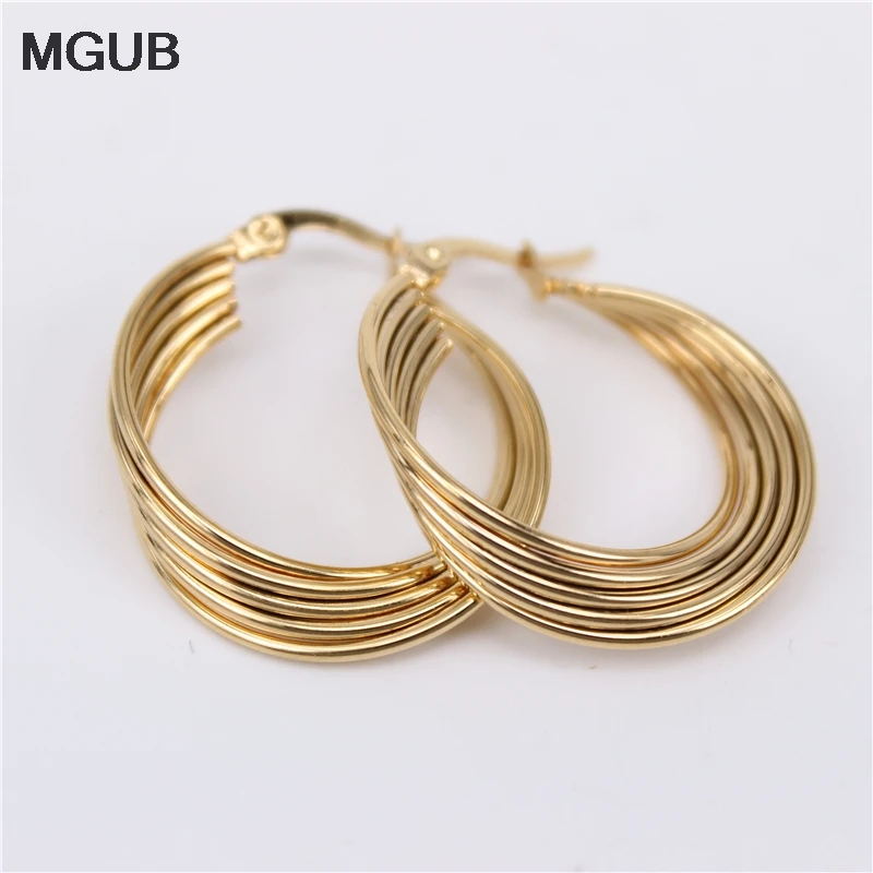 

wholesale Classic 4-line earrings Excellent stainless steel gold color Prom party jewelry fashion popular No fading smooth LH639