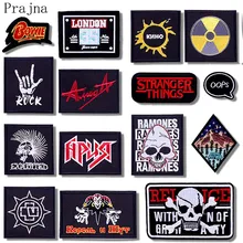 Prajna Hippie cráneo parche hierro en roca Joker parches bordados para la ropa, tela de la chaqueta de banda de música Metal aplique insignia