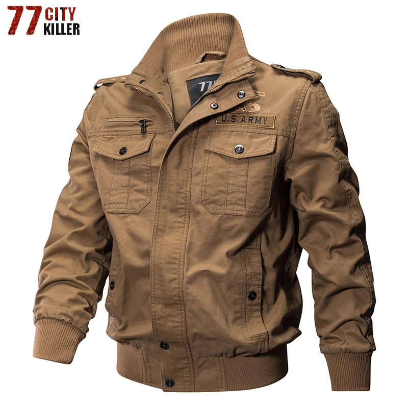 

Military Jacket Men Plus Size M-6XL Autumn Winter Cotton Pilot Jacket Coat Jaqueta masculina Men's Cargo Flight Bomber Jackets