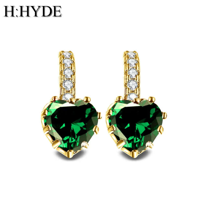 

H:HYDE Amazing design 19 colors AAA heart CZ Stone Cubic Zirconia hoop earrings For Women Wedding Engagement Christmas gift