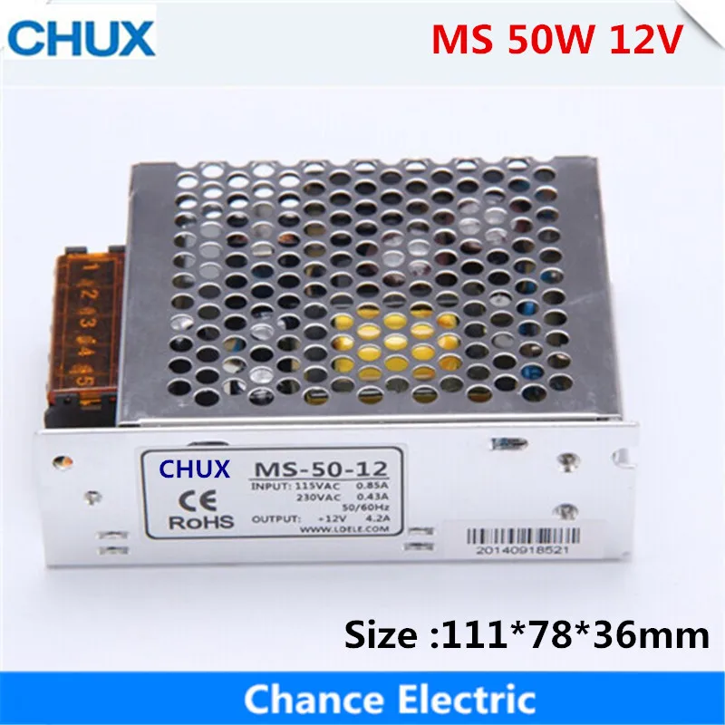 

50W Switching Power Supply 12V Small Volume for LED Strip light AC to DC (MS-50W-12V) Single Output 4.2A Power Suppyliers