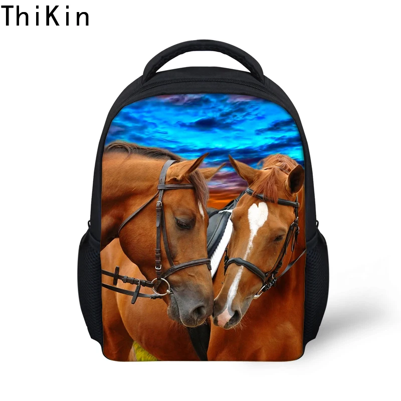 

THIKIN Zoo Animal Kids Backpacks Children School Backpack Crazy Horse Dolphin Print Baby Bagpack Kindergarten Toddler Mochilas
