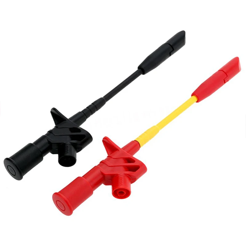 1Pair Piercing Needle Clips Multimeter Testing Probe Hook 4mm Socket 10A For Electrical Test