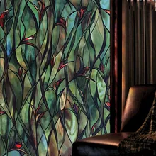 2 м длинная американская зеленая листолистая Цветочная декоративная Тонировка окон стеклянные наклейки пленка на окно наклейки декор домашнего окна