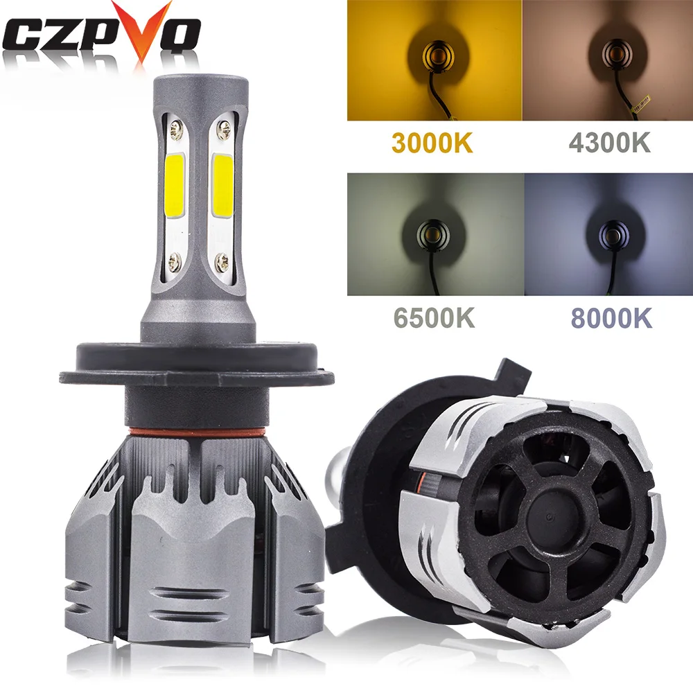 CZPVQ Автомобильные фары H4 LED H7 H11 3000K 4300K 6500K 8000K H1 H3 H8 H9 9005 9006 880 881 светодиодные лампы