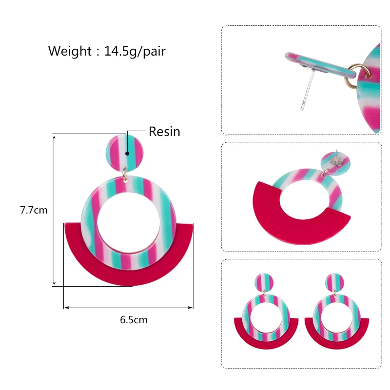 Vintage Drop Fashion Acrylic Earrings for Women Big Round Geometric Resin Dangling Earring Bohemian Jewelry Dangle Party Brincos (5)