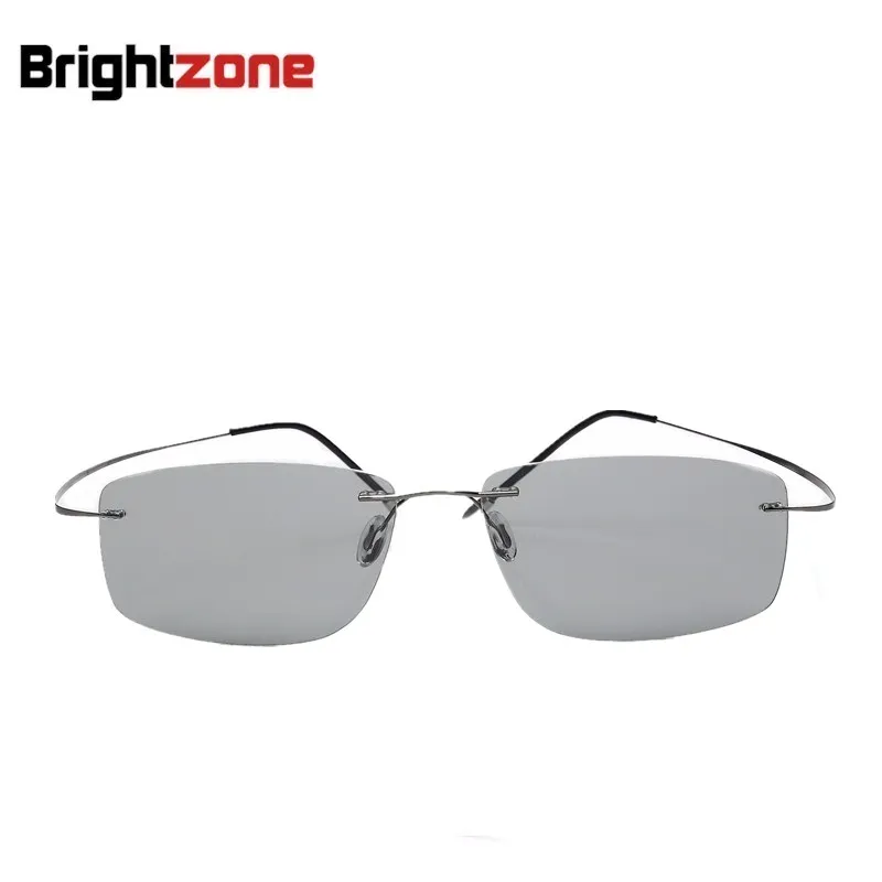 

Light-weight Beta Titanium Men Women Rimless TAC Photochromic Polarized UV Change Color Sunglasses Driving Fishing Eye Glasses