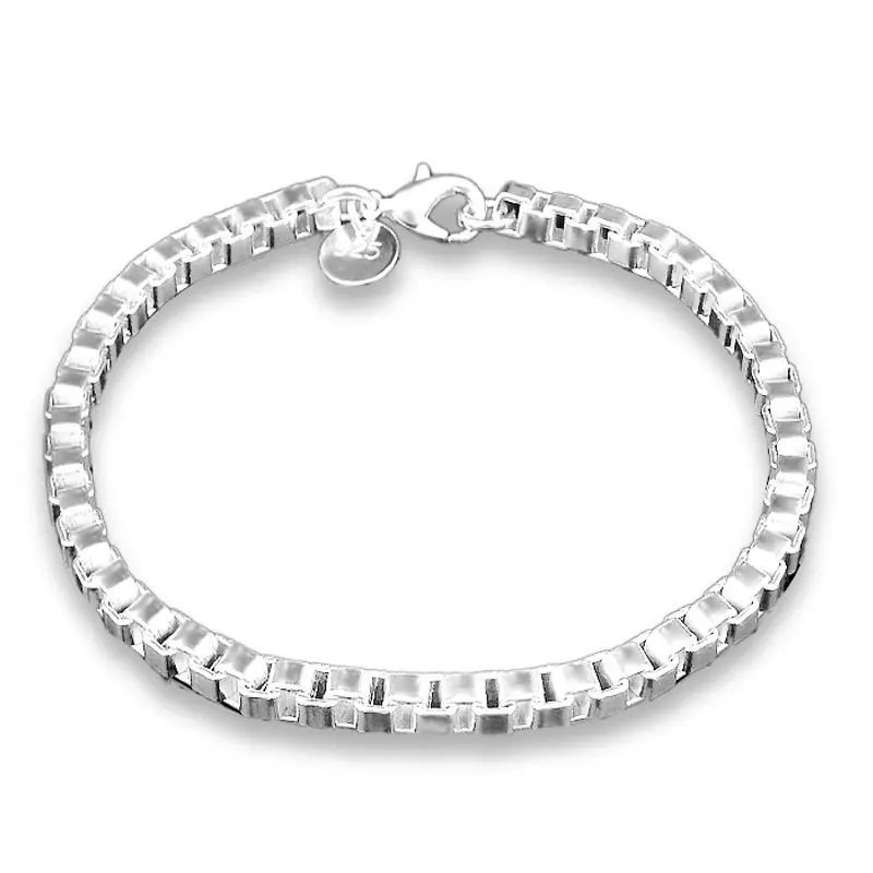 

Punk Classic Silvery Box Chain Bangles Bracelet For Man Women 4 mm width Charm Cuff Jewelry Gift Dropshipping