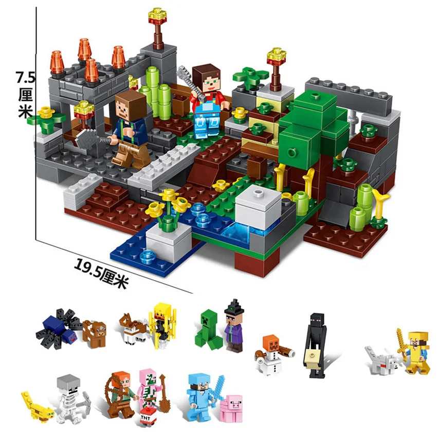 

267pcs 4 in 1 Minecrafted Town Group Building Blocks Figures Bricks Educational Toys For Kids Compatible Legoed Minecraft City