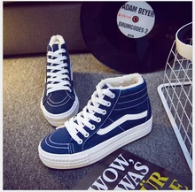 Free shipping 2016 winter high top canvas shoes font b women b font flat shoes casual