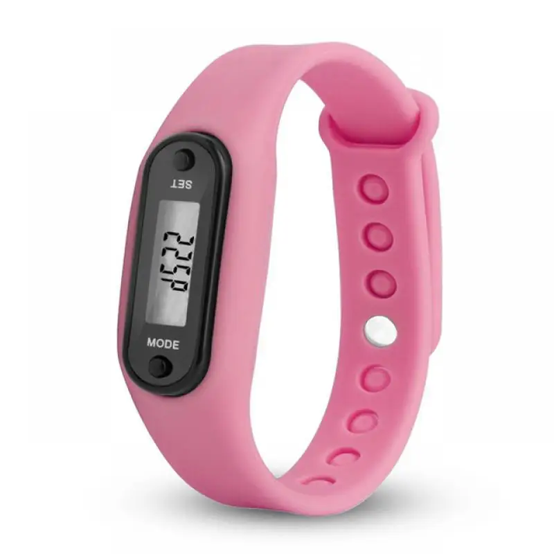 Спортивные Смарт-часы с шагомером, наручные часы с дисплеем, фитнес-датчик, измеритель шагов, цифровой ЖК-дисплей, шагомер, счетчик калорий для бега, ходьбы - Цвет: Розовый