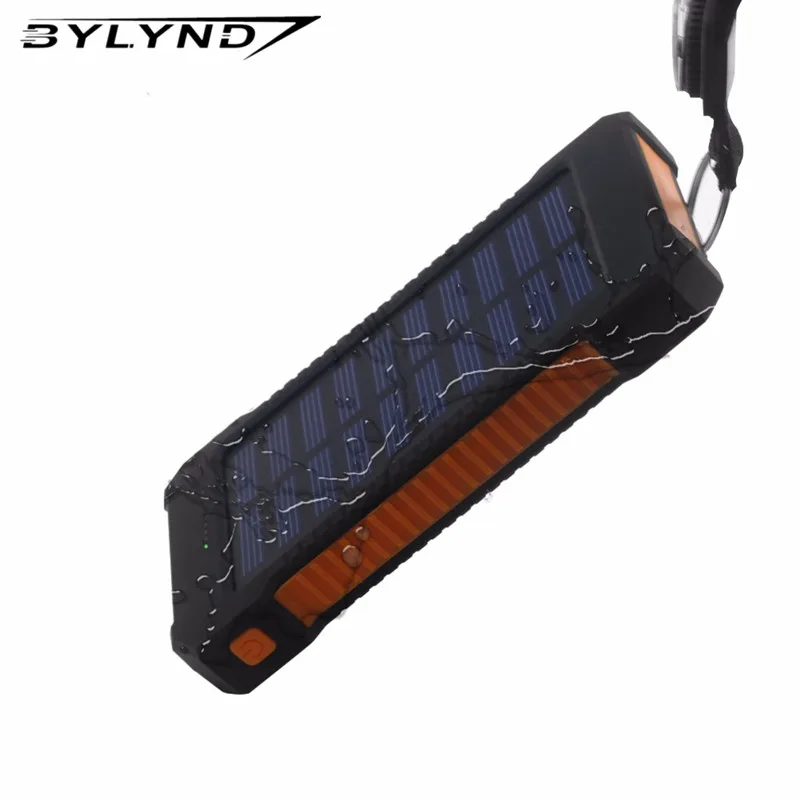 2017 New Portable Waterproof Solar Power Bank 20000mah Dual USB Solar Battery Charger powerbank for all