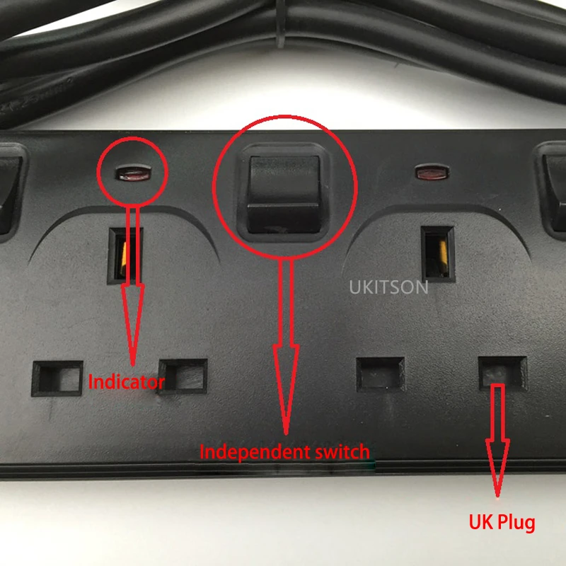 13А 230 В вилка Великобритании, электрические удлинители, белый, черный цвет, силовая полоса, электрический адаптер с переключателем для HK SA, Сингапур