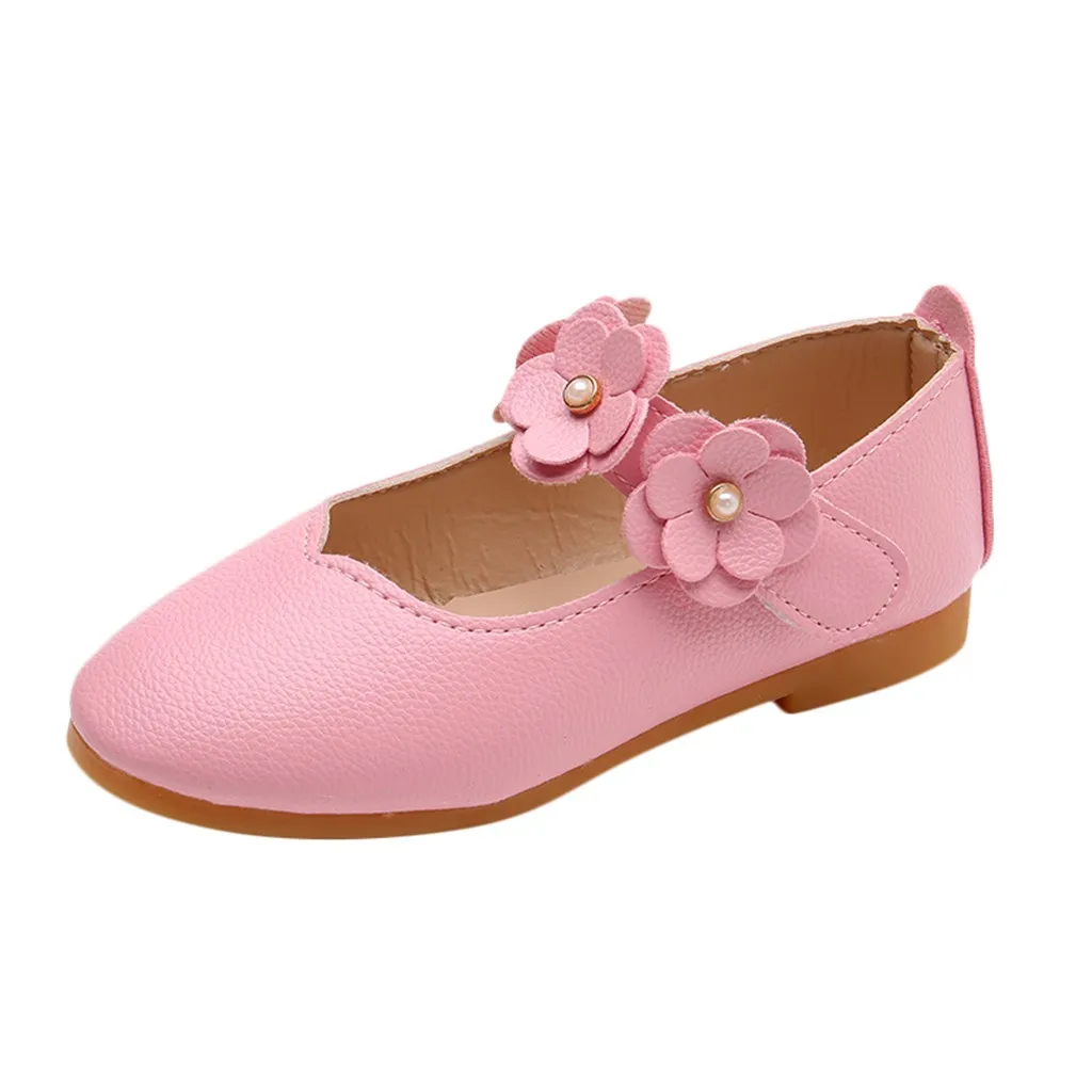 ARLONEET кожаные туфли принцессы для маленьких девочек; однотонные туфли принцессы с цветочным узором для маленьких девочек; мягкие туфли принцессы для танцев; W0116 - Цвет: PK