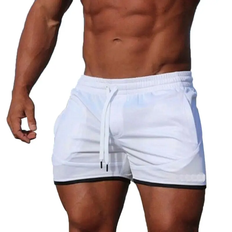 Мужские шорты больших размеров со средней посадкой и завязками на талии, мужские однотонные быстросохнущие повседневные пляжные облегающие шорты с карманами M-3XL