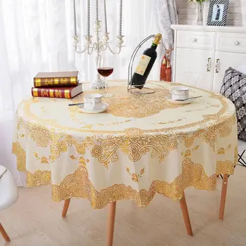 

Gilding PVC Waterproof Oilproof Round Tablecloths Popular Embroidery Table Cover for Round Table Round Tablecloth for Home Hotel