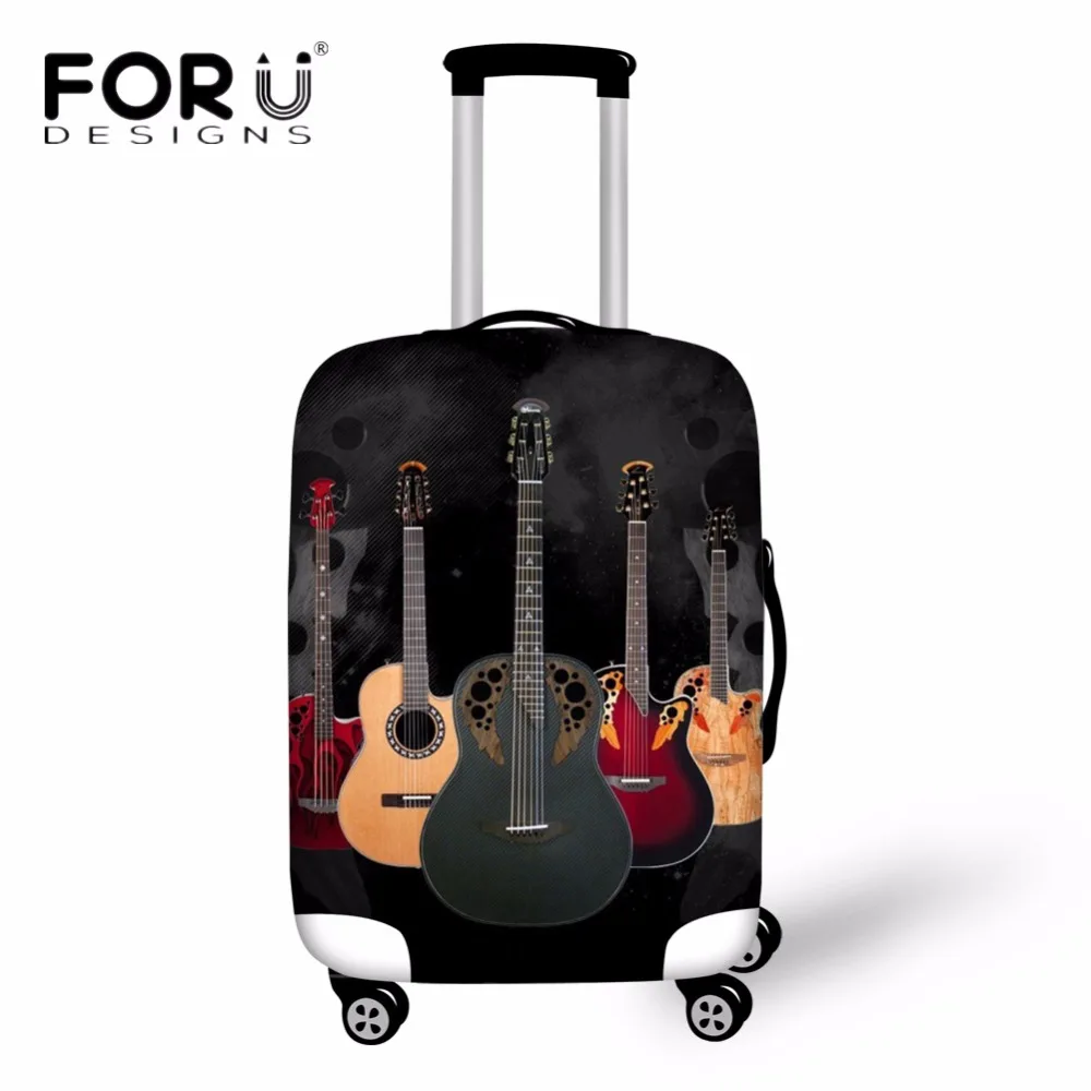 FORUDESIGNS Vintage 3D Guitar Waterproof Travel Suitcase Cover Elastic