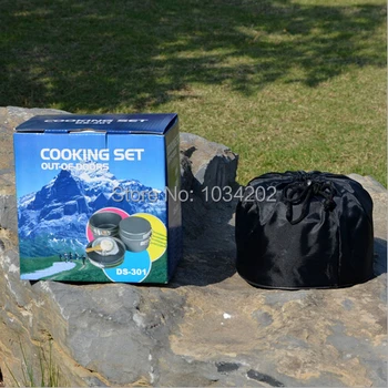 

PSKOOK Wholesale Portable Cooking Nonstick Bowl Pots Pans Cookware Outdoor Tableware Camping Cookware 2 - 3 Person Pot Sets
