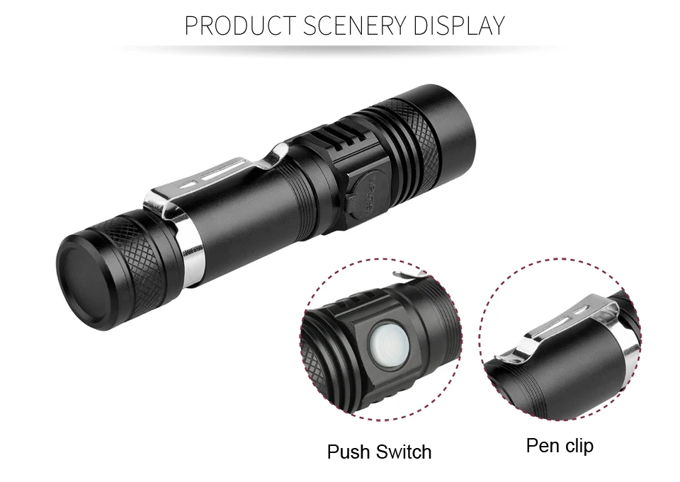 Pocketman очень яркий XM-L T6 USB светодио дный фонарик 3 режима 3800 люмен масштабируемой светодио дный Torch 18650 Батарея + Зарядное устройство + USB