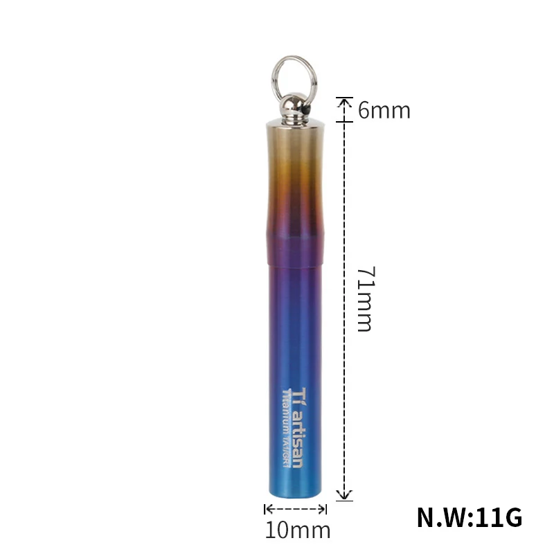 Ti artisan Titanium Toothpick Container Waterproof Pill box Eco-friendly Ultra light Portable with Keychain 6 Sizes Option