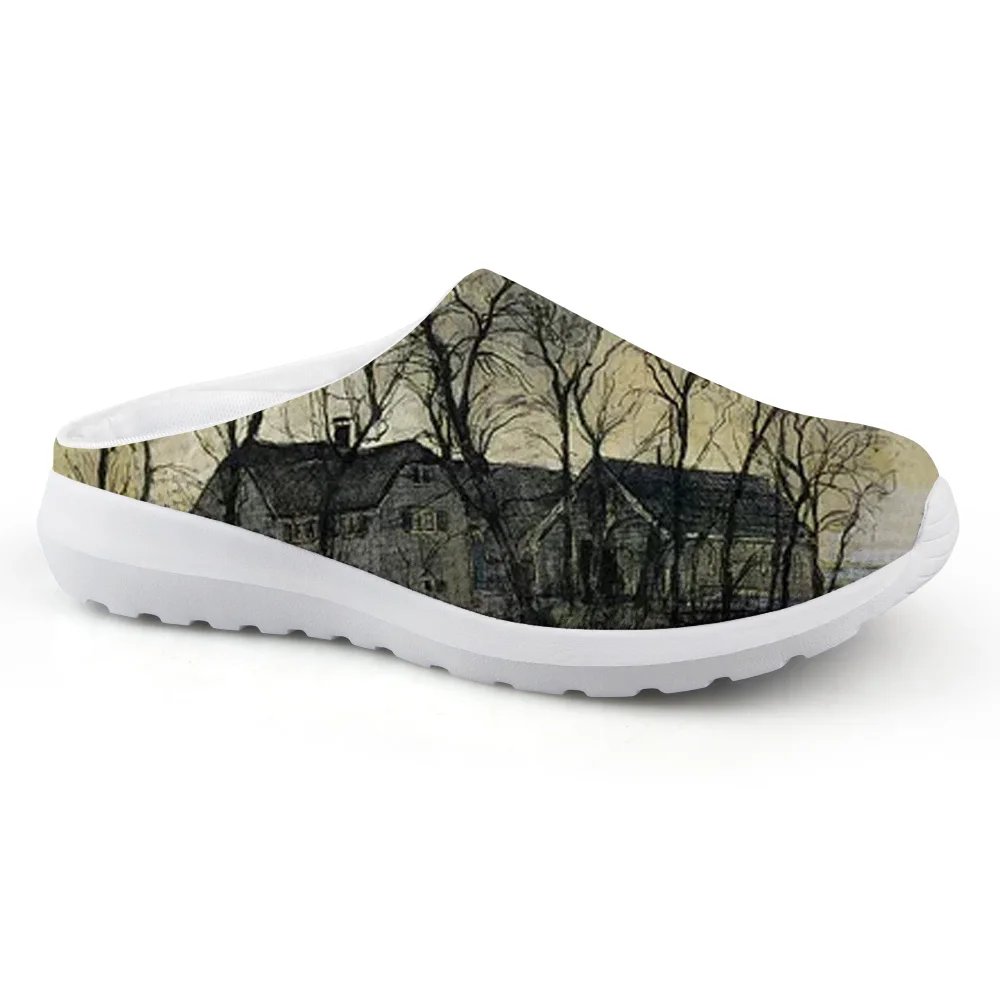 

Men's Summer Sandals New Men Slippers Mesh Lighted Casual Shoes Outdoor Slip On Abstract Artist Painting Shoes Beach Flip Flops