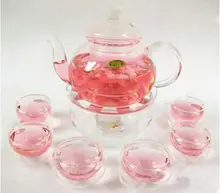 2016 1 Satz Gaiwan Tee-Set Mit 6 Tassen 600 ml Glas teekanne 2015 Heiße Doppelwandigen Gute Qualität Made In China Drink Freeshipping.