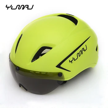

YUMAJ Aero Ultralight TT Road Bicycle Helmet with Goggle Racing Cycling Bike Sports Safety Lens Helmet 58-61cm