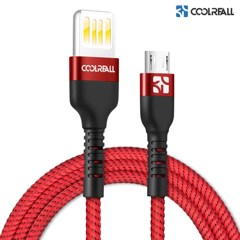 Coolreall Реверсивный USB микро кабель 2.4A телефон Быстрая зарядка микро USB зарядный кабель для samsung Xiaomi huawei планшет Android - Цвет: Красный