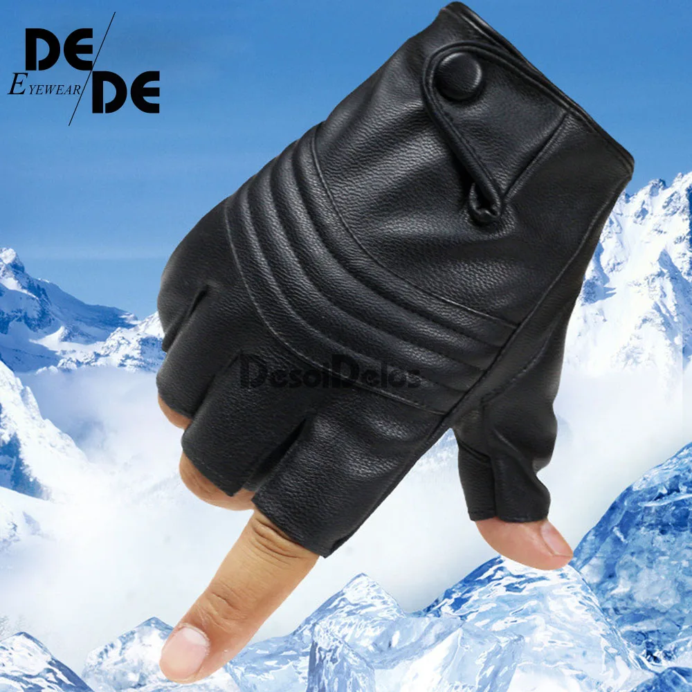 

New Style Mens Leather Driving Gloves Fitness Gloves Half Finger Tactical Gloves Black Guantes Luva DropShipping