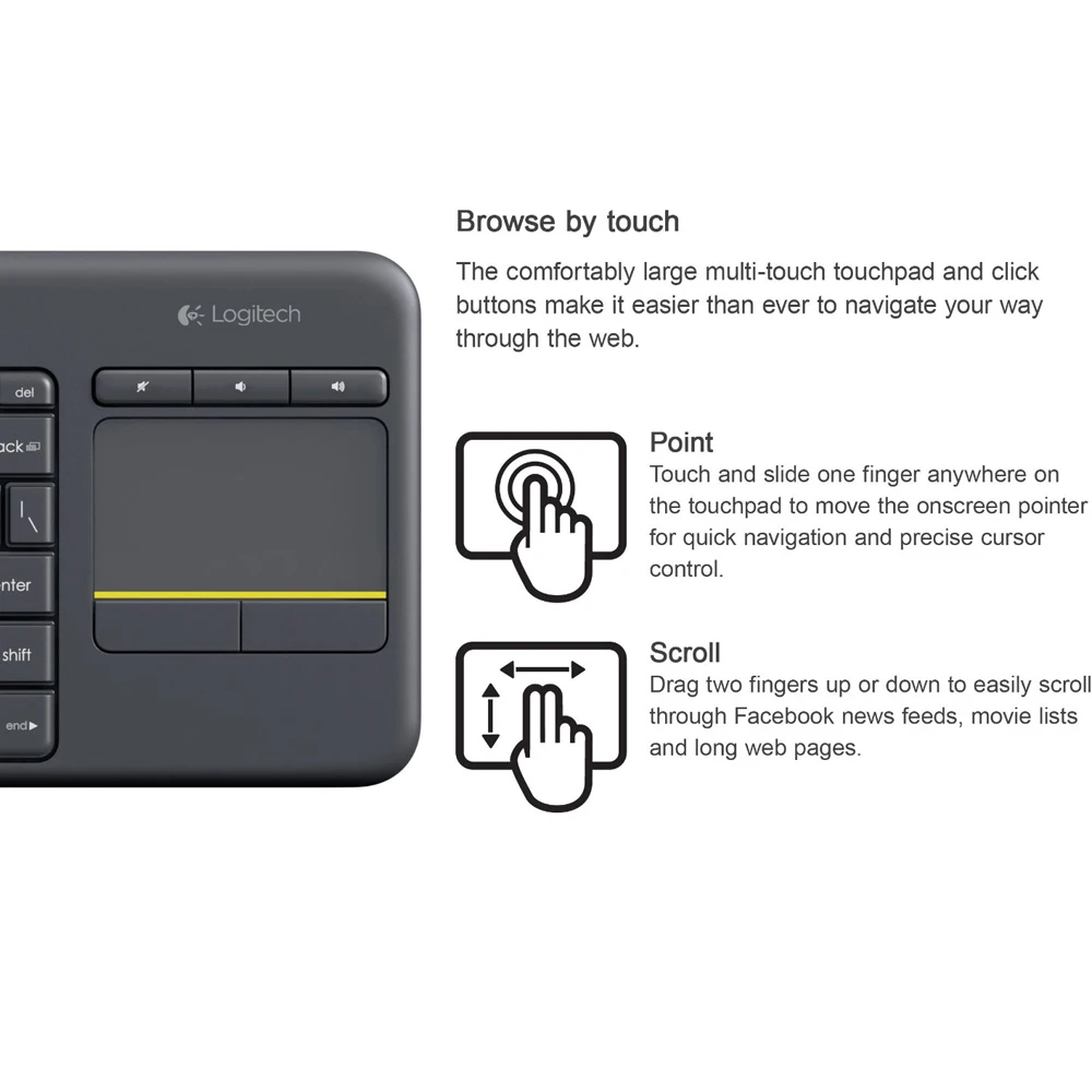 Беспроводная клавиатура Logitech K400 Plus 2 4G игровой ноутбук ПК геймер оригинальная