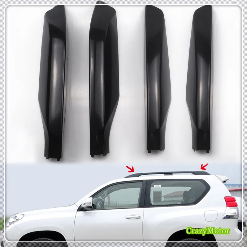 For Toyota Prado Fj150 2010 2018 Exterior Black Roof Rack Side Rails Bar Cover Cap Part