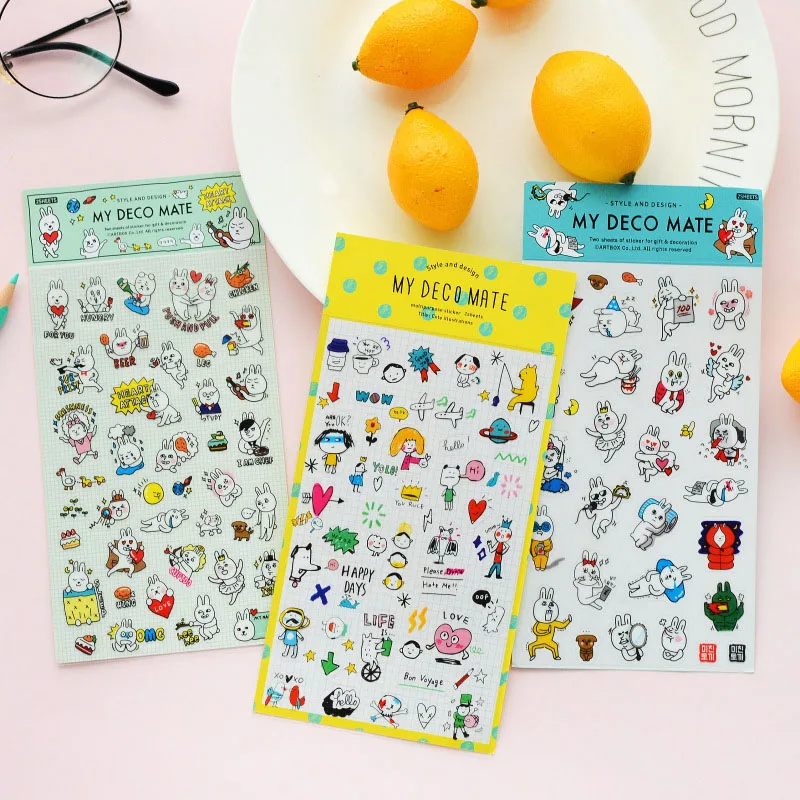 

Newest Cute Stationery Stickers Kawaii Rubbit Stickers Decorative Adhesive Scrapbooking Stickers For Diary DIY Photo Album